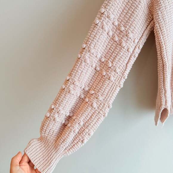 Madewell Bobble Pom Balloon Sleeve Knit Pullover Sweater in Pink - Size Small- 1 - Picture 2 of 7